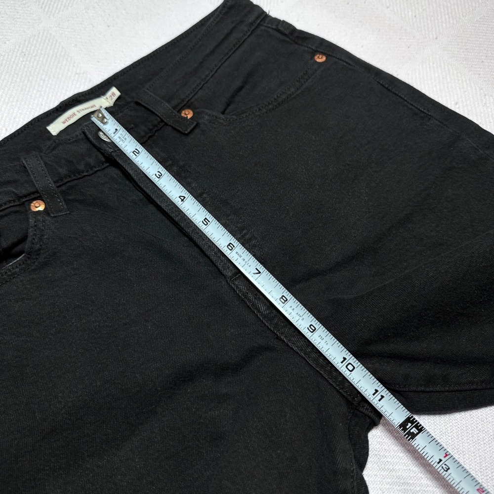 Levi's Wedgie Straight Jeans Womens 28 High Rise Button Fly Black Wash Denim - Picture 14 of 16